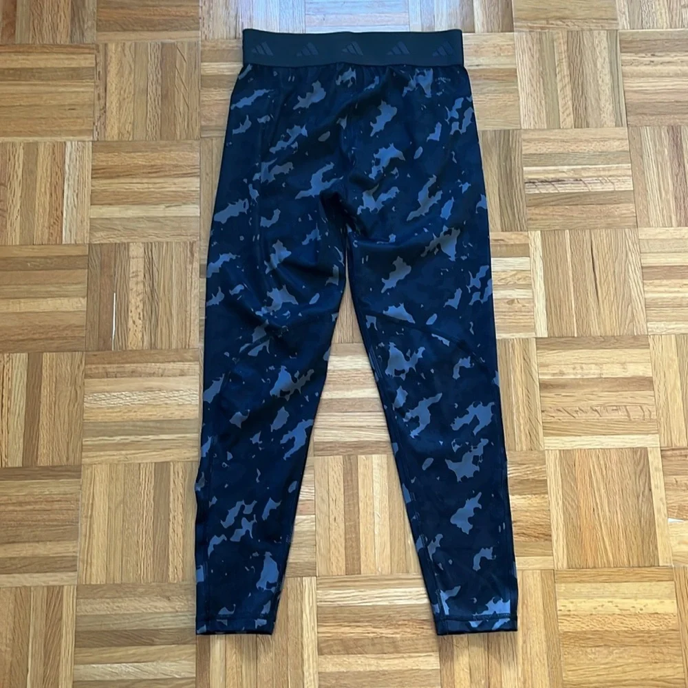 ADIDAS Women's Techfit Black & Gray Camo 7/8 Tights Leggings